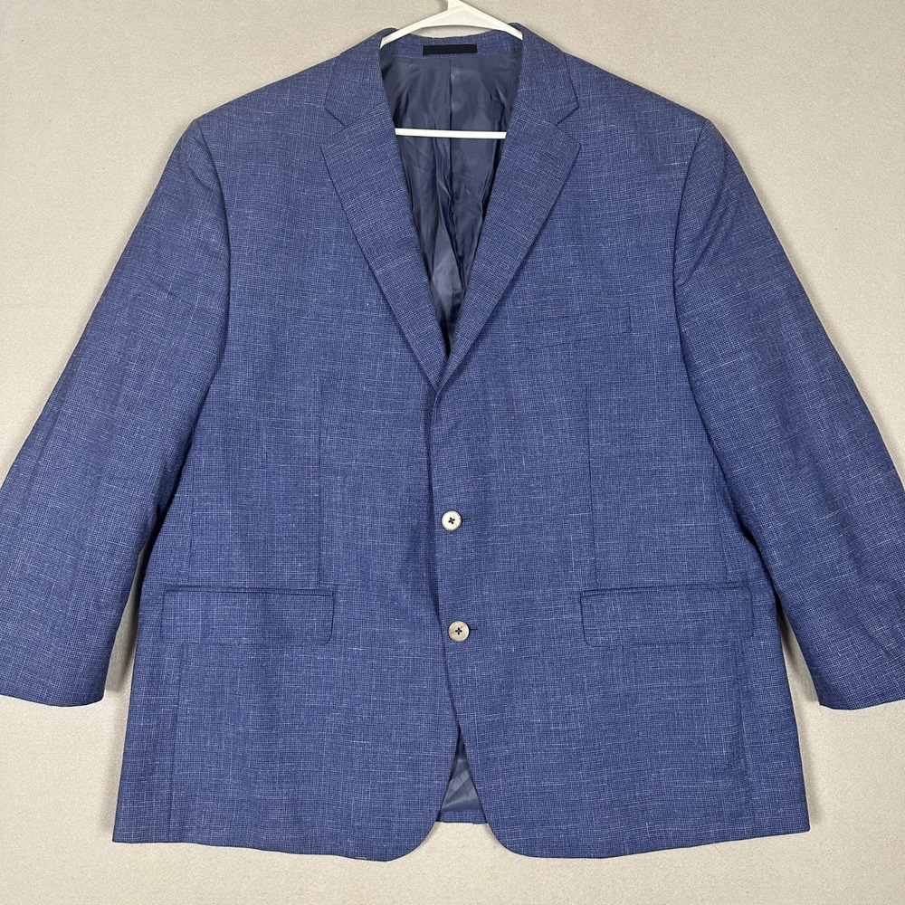 Lauren Ralph Lauren Blazer Mens 48R Blue Sport Coat Wool Silk Linen Blend EUC